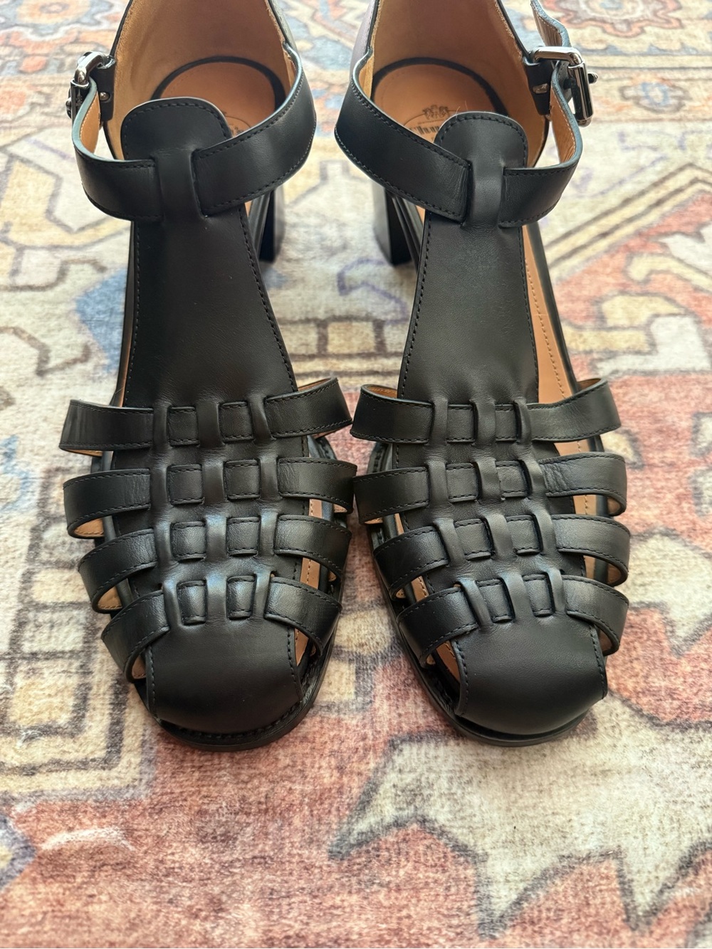 Church’s Women’s Black Kelsey 50 Leather Heeled Sandals EU 42 US 10.5–11 - Picture 4 of 11